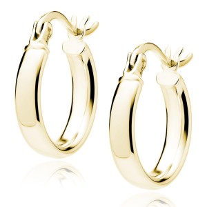 Cercei rotunzi argint placati cu aur galben Ø15 mm x 3 mm Classic Hoops DiAmanti KHV315G-DIA (Argint 925‰ 1,8 g.)